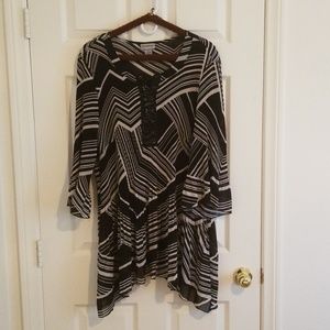 Catherine's Black & White Bell Sleeve Top
